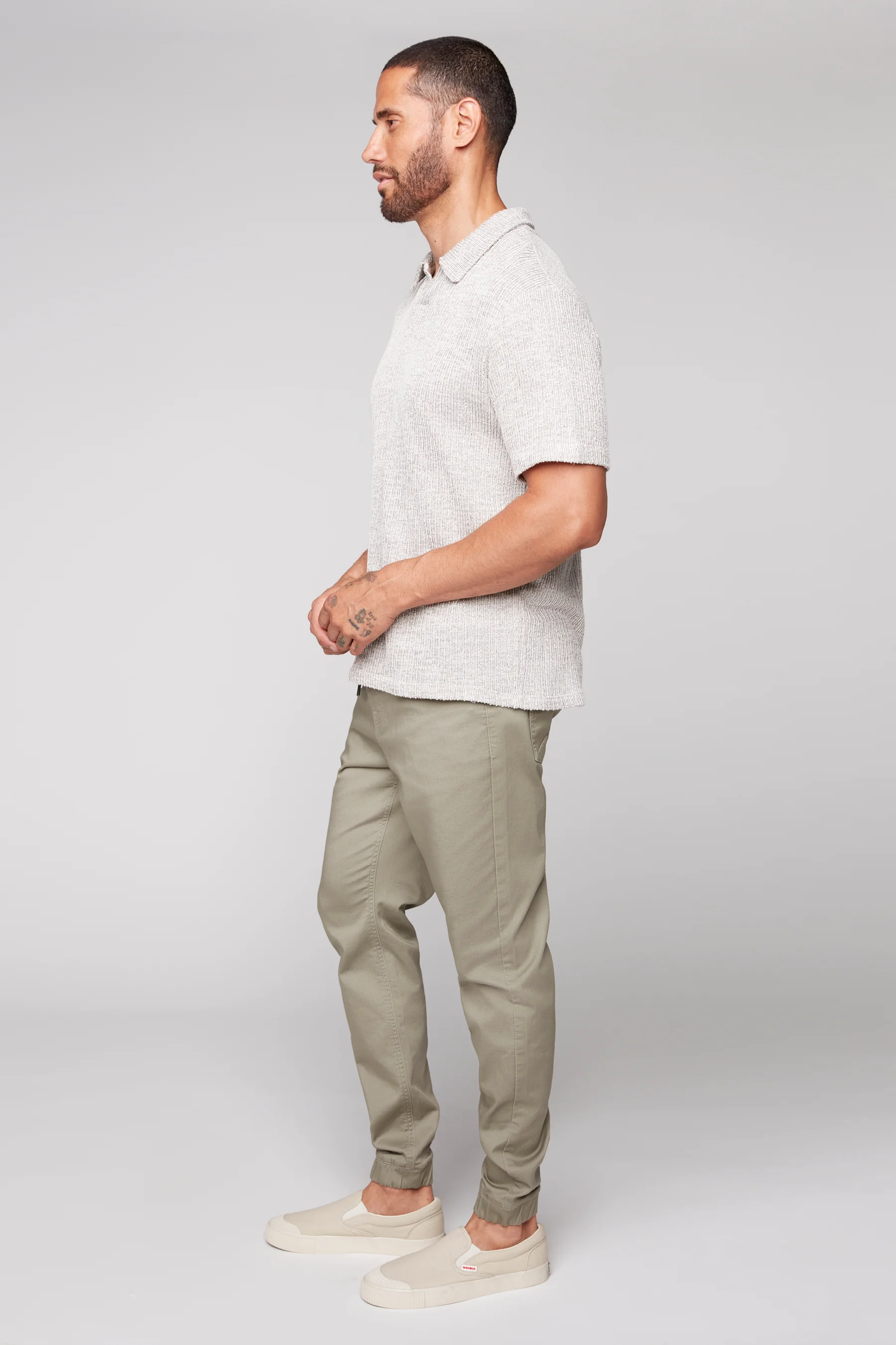 JAGGER - 5 Pocket Soft French Terry Classic Jogger - Light Olive - Image 2