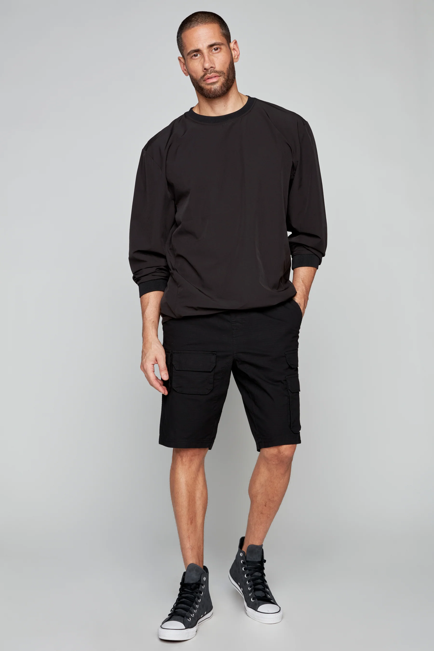 JUDE - Mens Multi Cargo Ripstop Shorts - Black