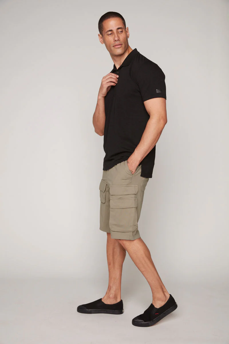 JUDE - Mens Multi Cargo Shorts - Light Olive - Image 3