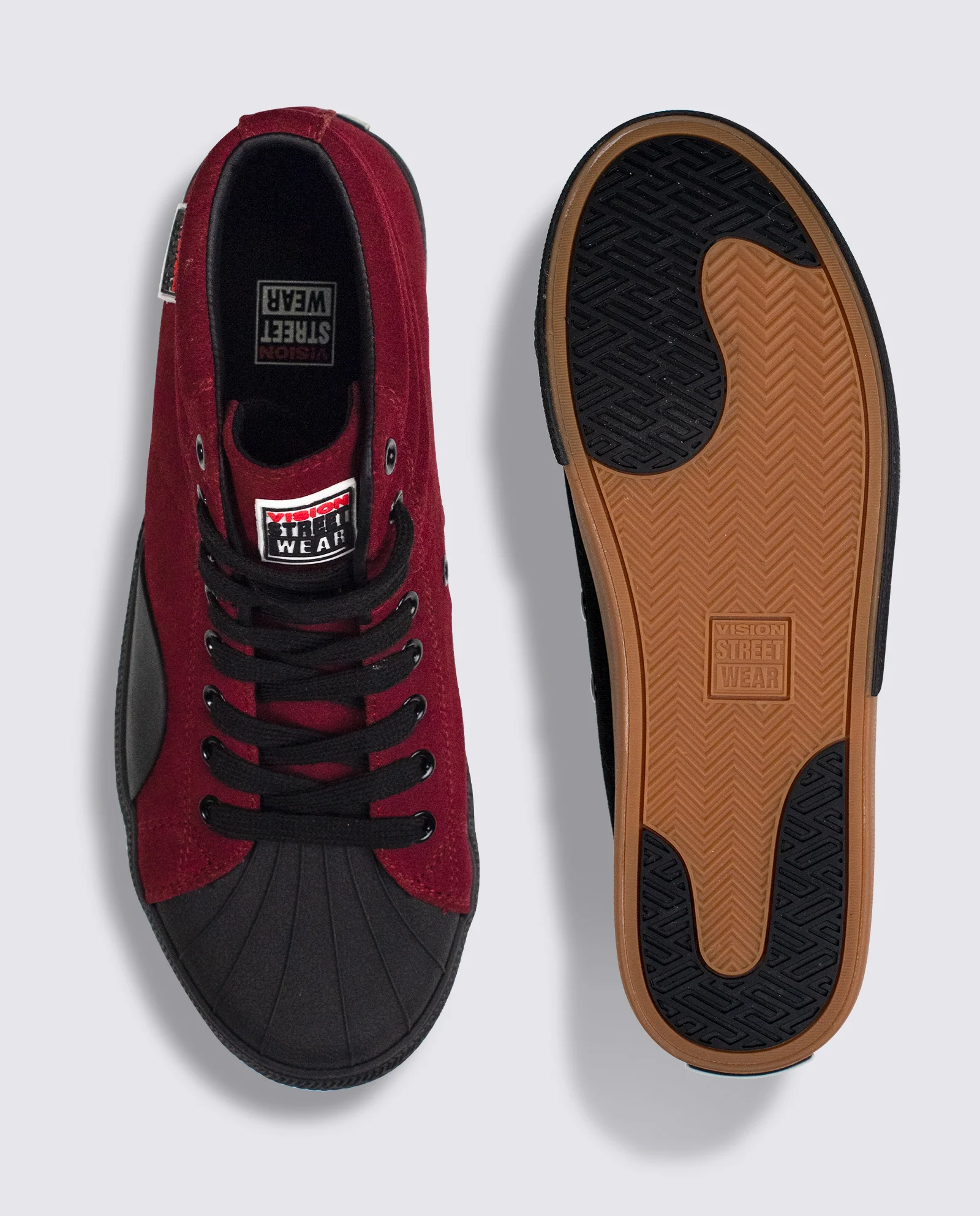 LEATHER SUEDE HIGH TOP SNEAKERS – OXBLOOD - Image 4