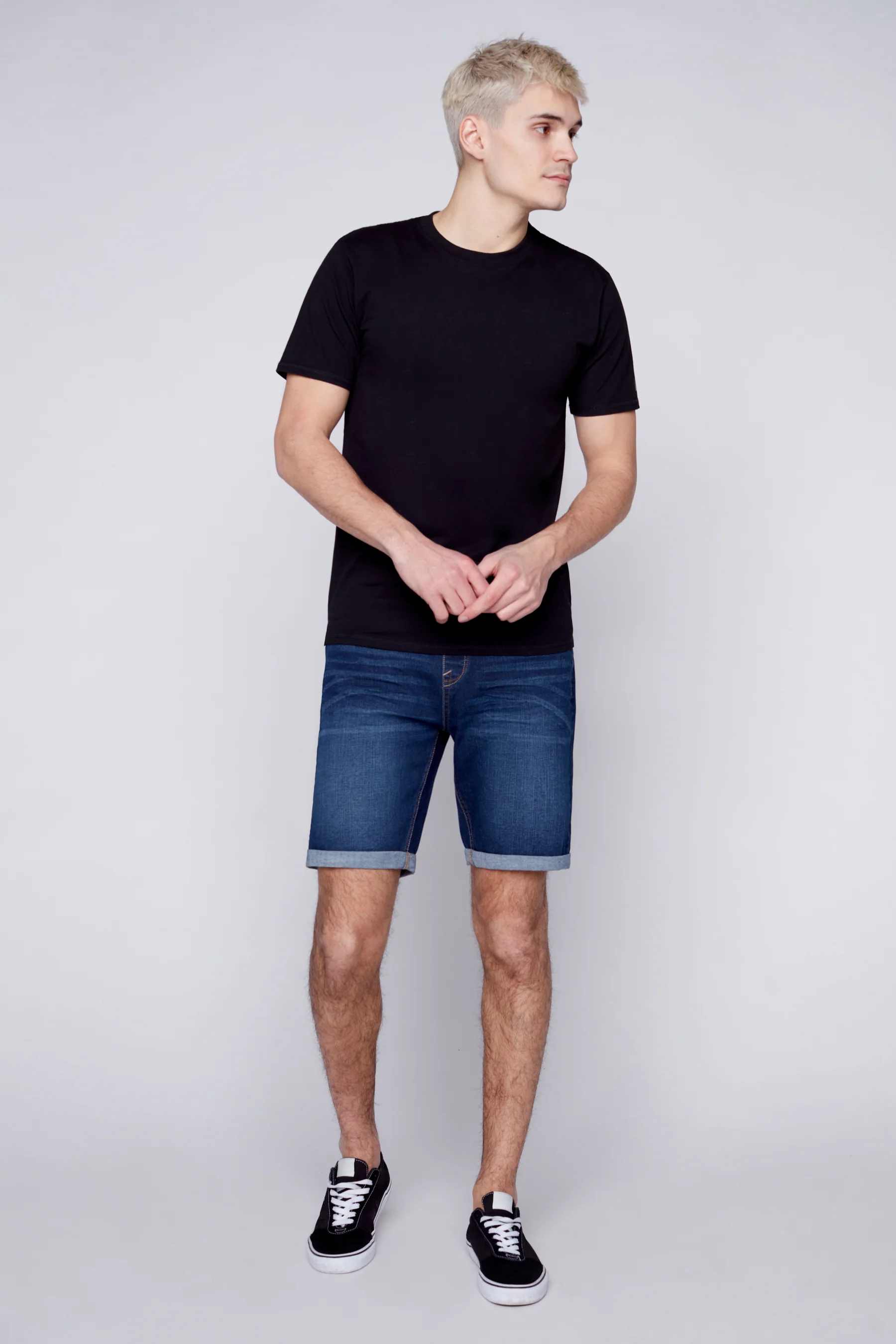 LENNON - Mens Rolled-Up Shorts - Dark Indigo Rinse - Image 2