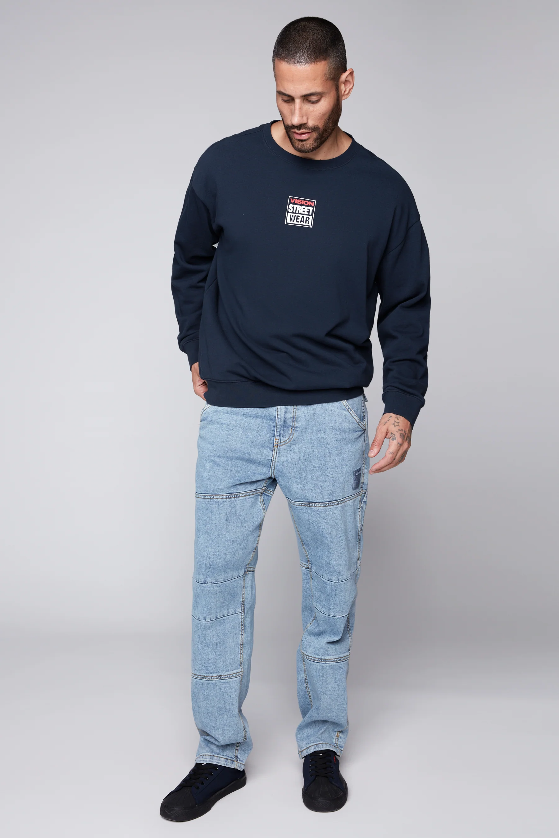 OLI - Loose Fit Pant with Adjustable Hems - Dark Stone Denim