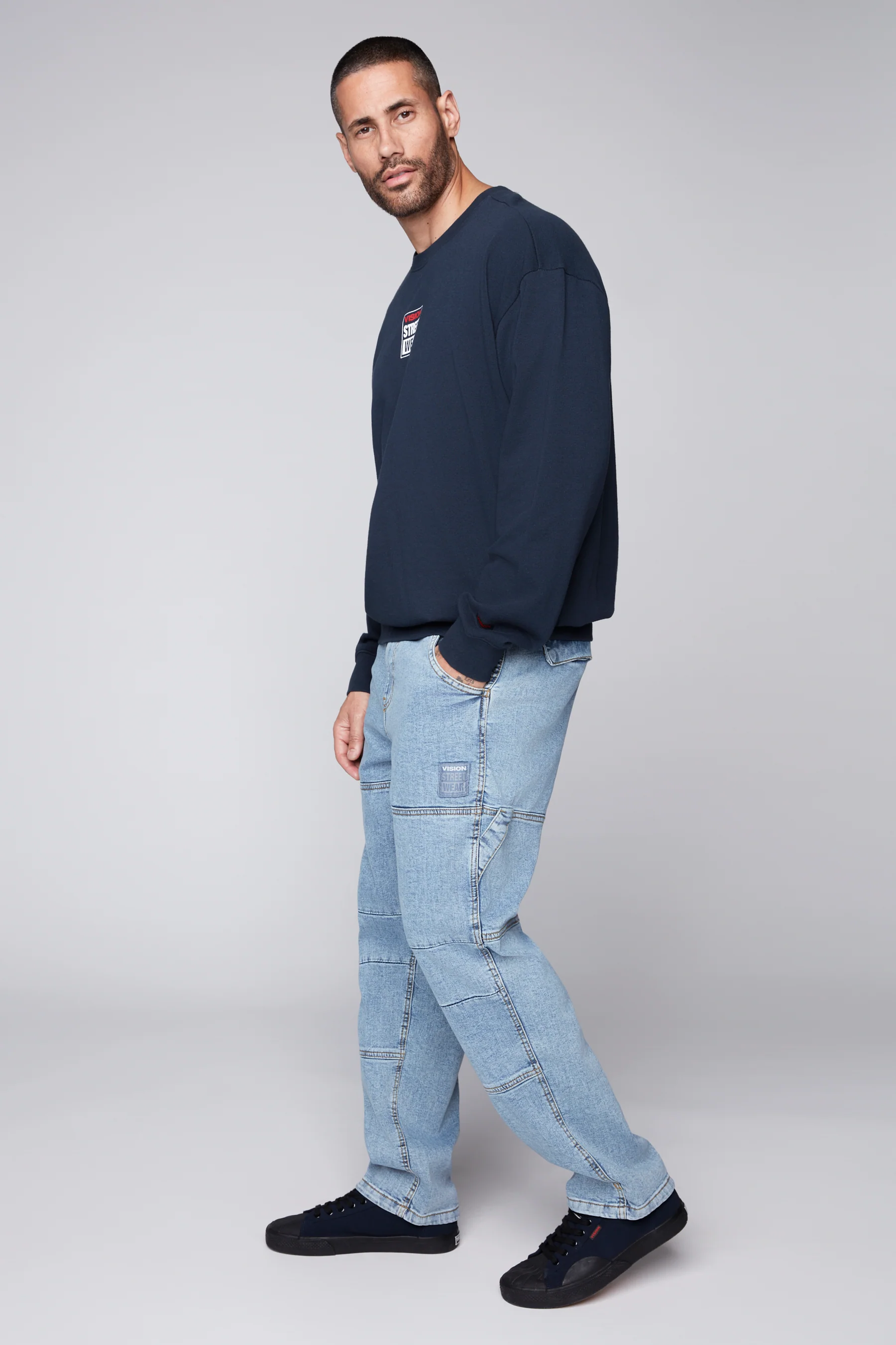 OLI - Loose Fit Pant with Adjustable Hems - Dark Stone Denim - Image 3