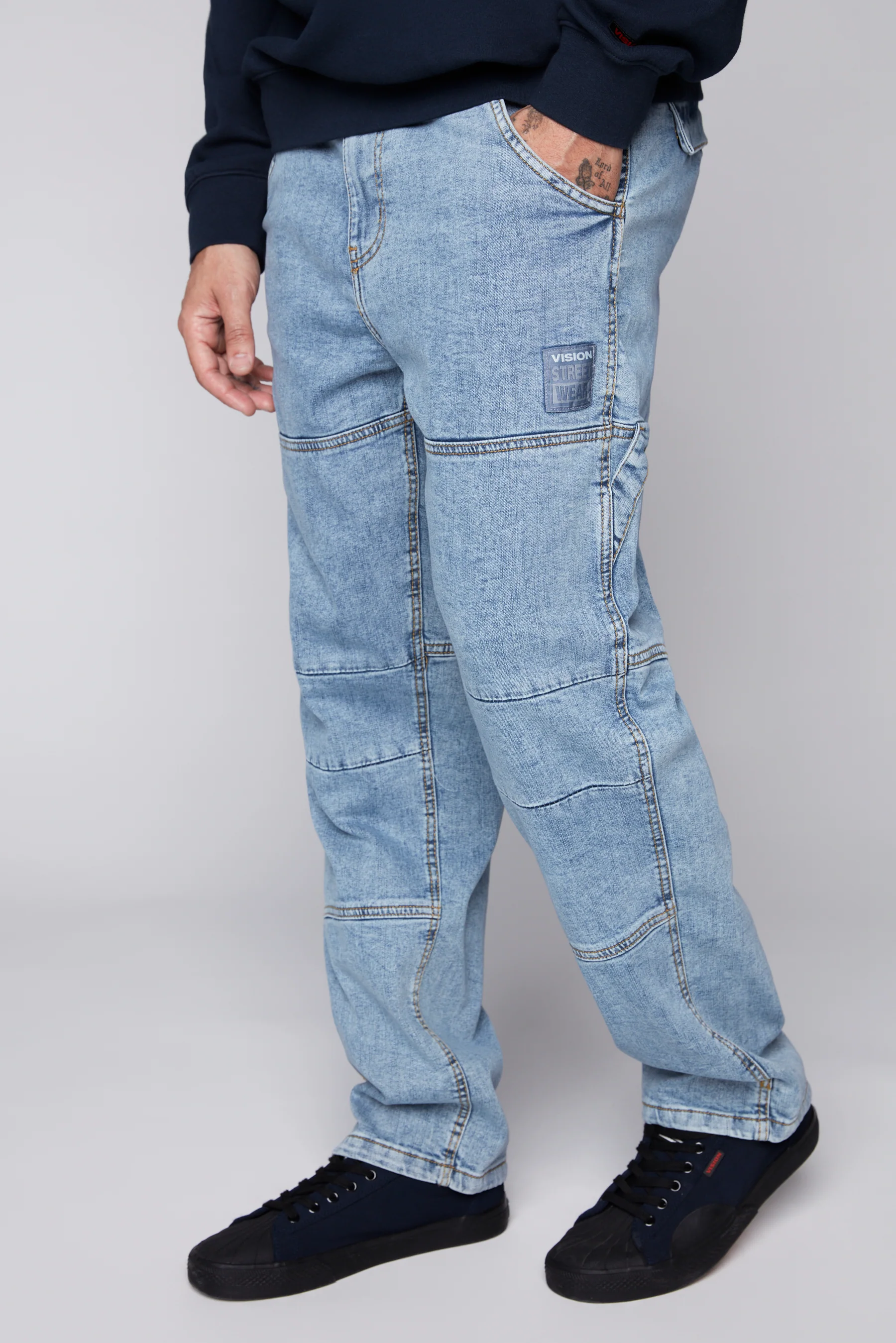 OLI - Loose Fit Pant with Adjustable Hems - Dark Stone Denim - Image 4