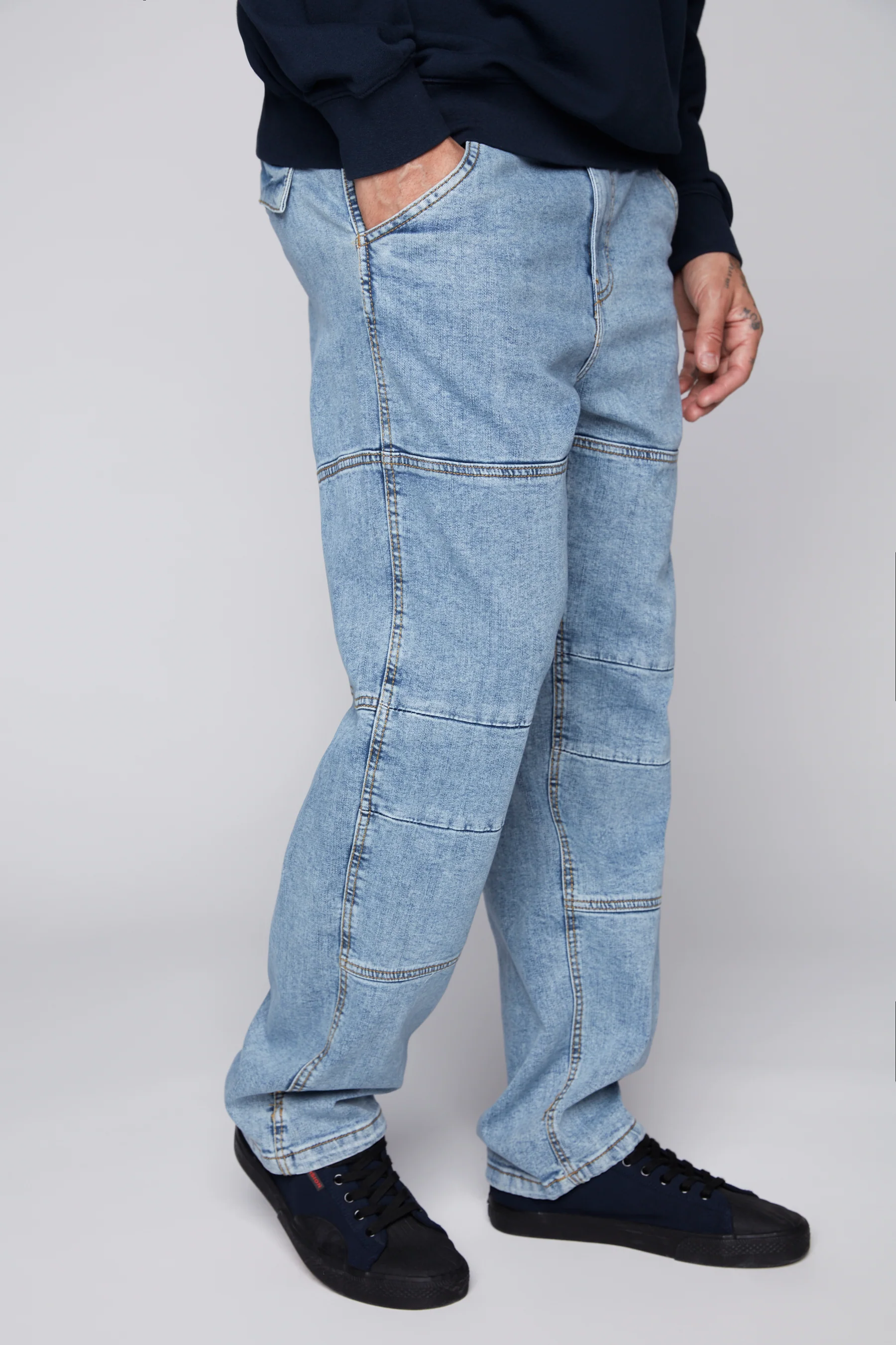 OLI - Loose Fit Pant with Adjustable Hems - Dark Stone Denim - Image 5
