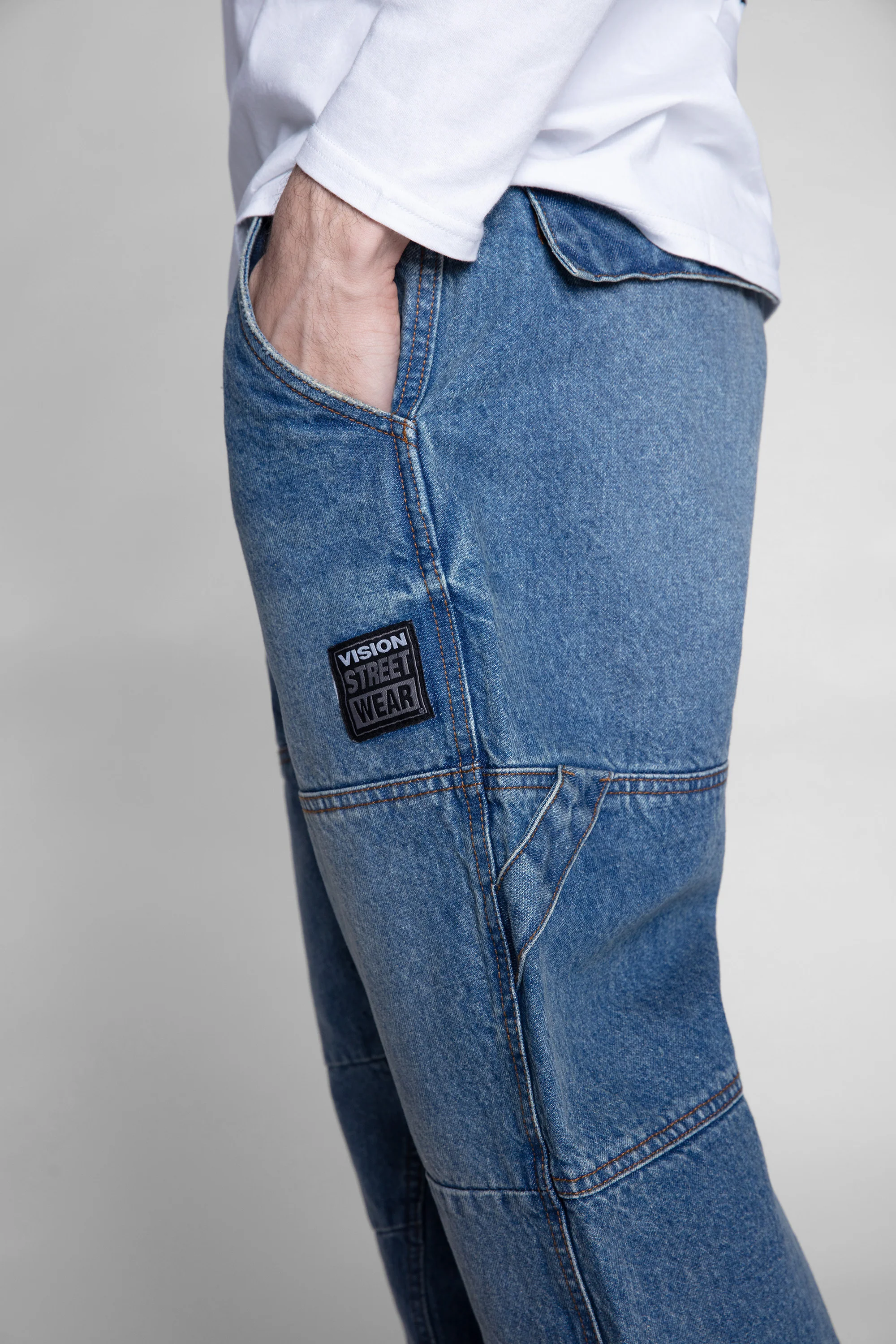OLI RELAXED WIDE RAW DENIM PANT – DARK VINTAGE BLUE WASH - Image 4