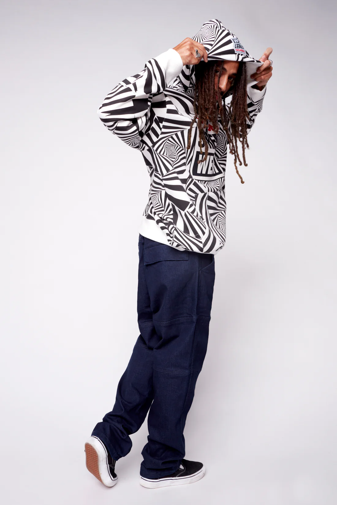 Aop Spirals Print Hoodie - Black - Image 5
