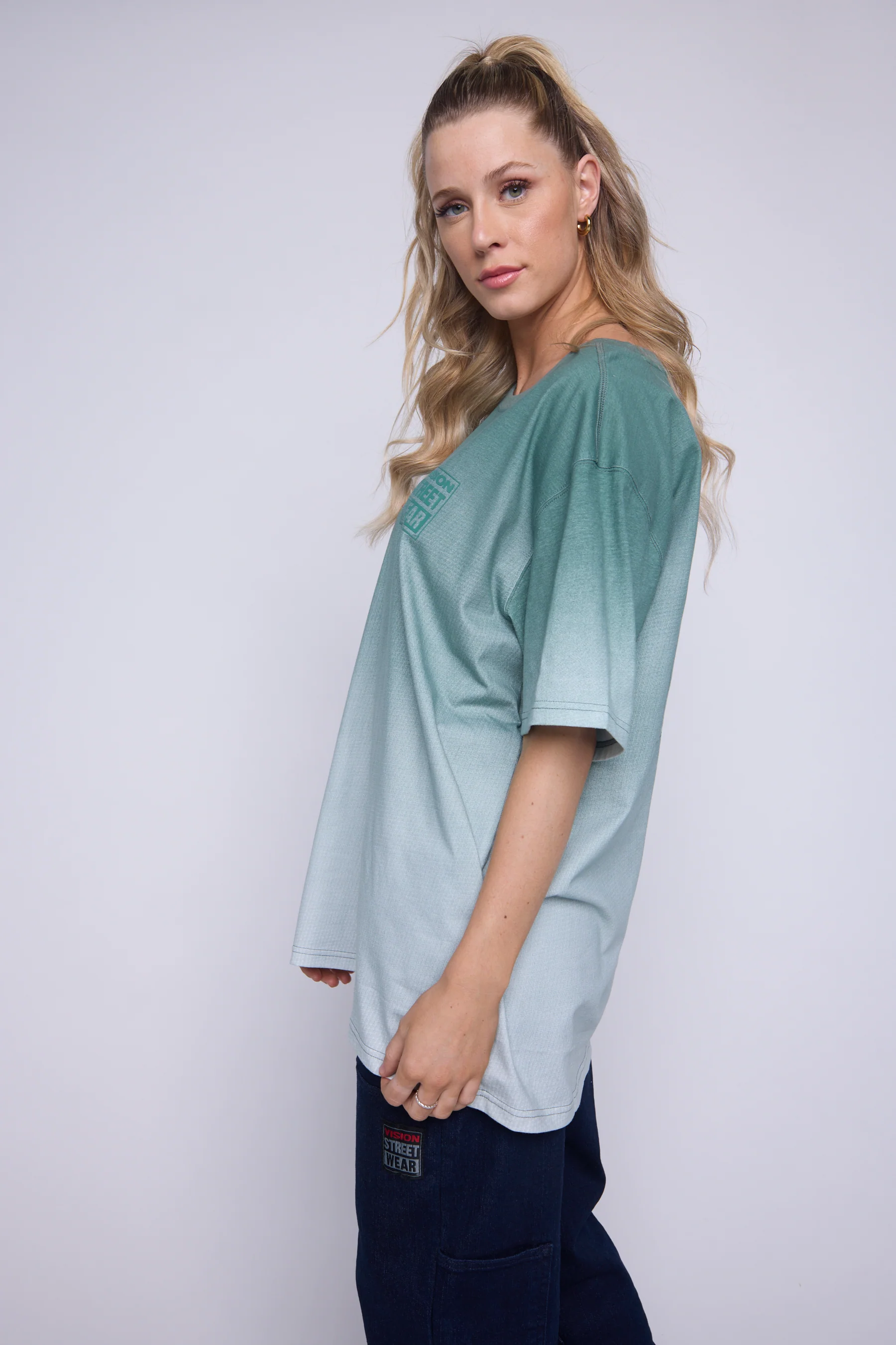 Ombre Box Logo T-Shirt - Moss - Image 5