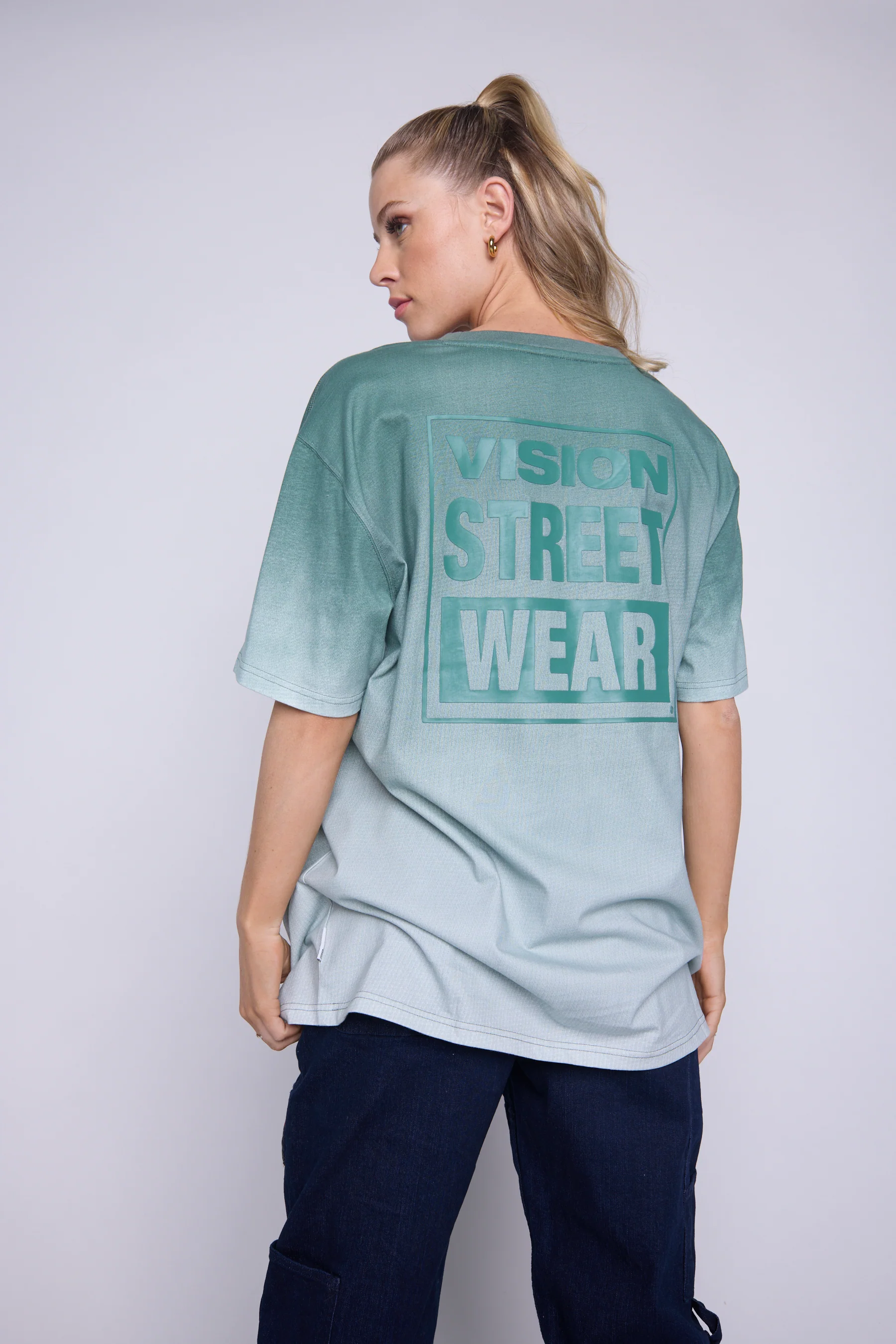 Ombre Box Logo T-Shirt - Moss - Image 7