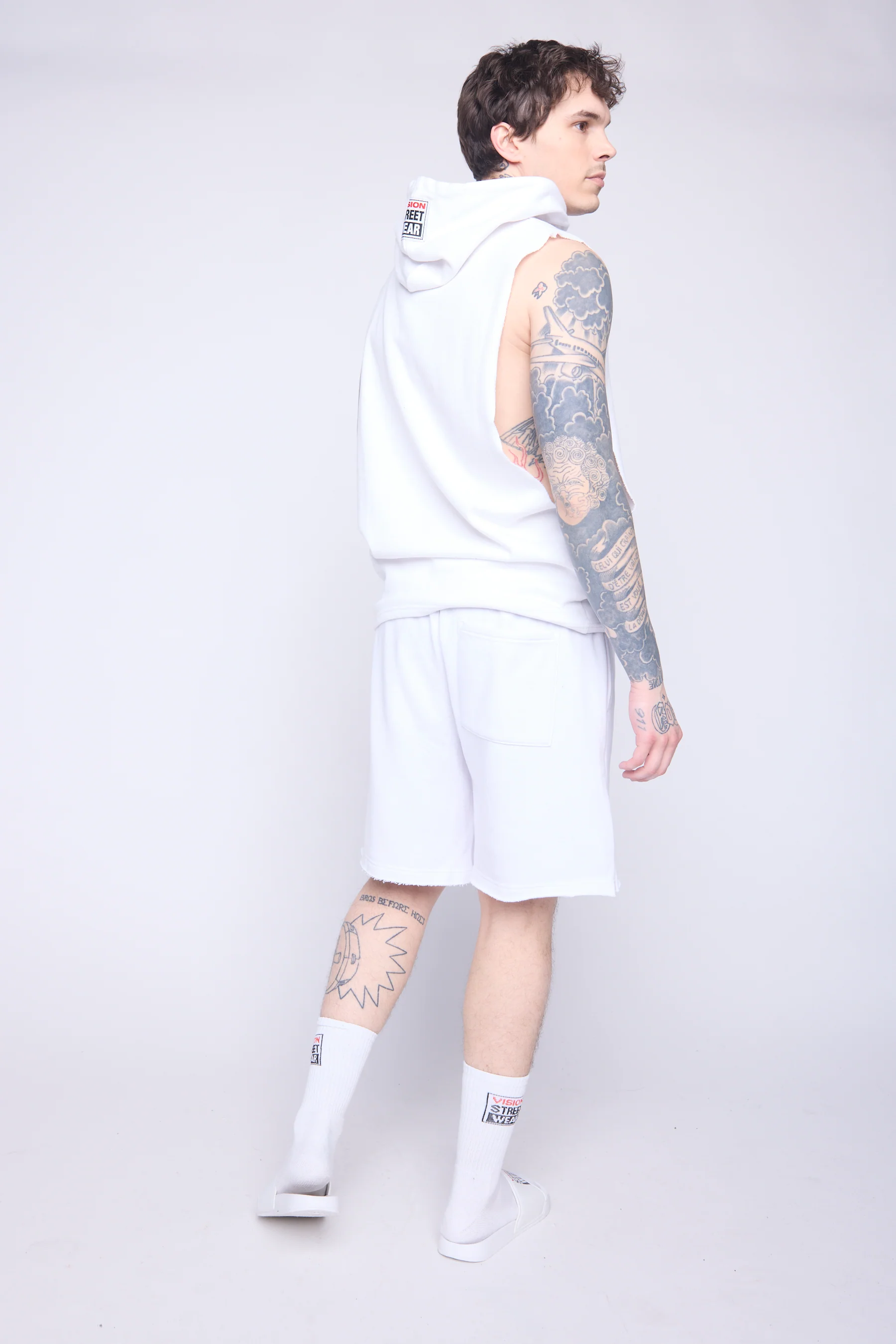 Printed Box Logo Sleeveless Hoodie - Ivory - Image 5