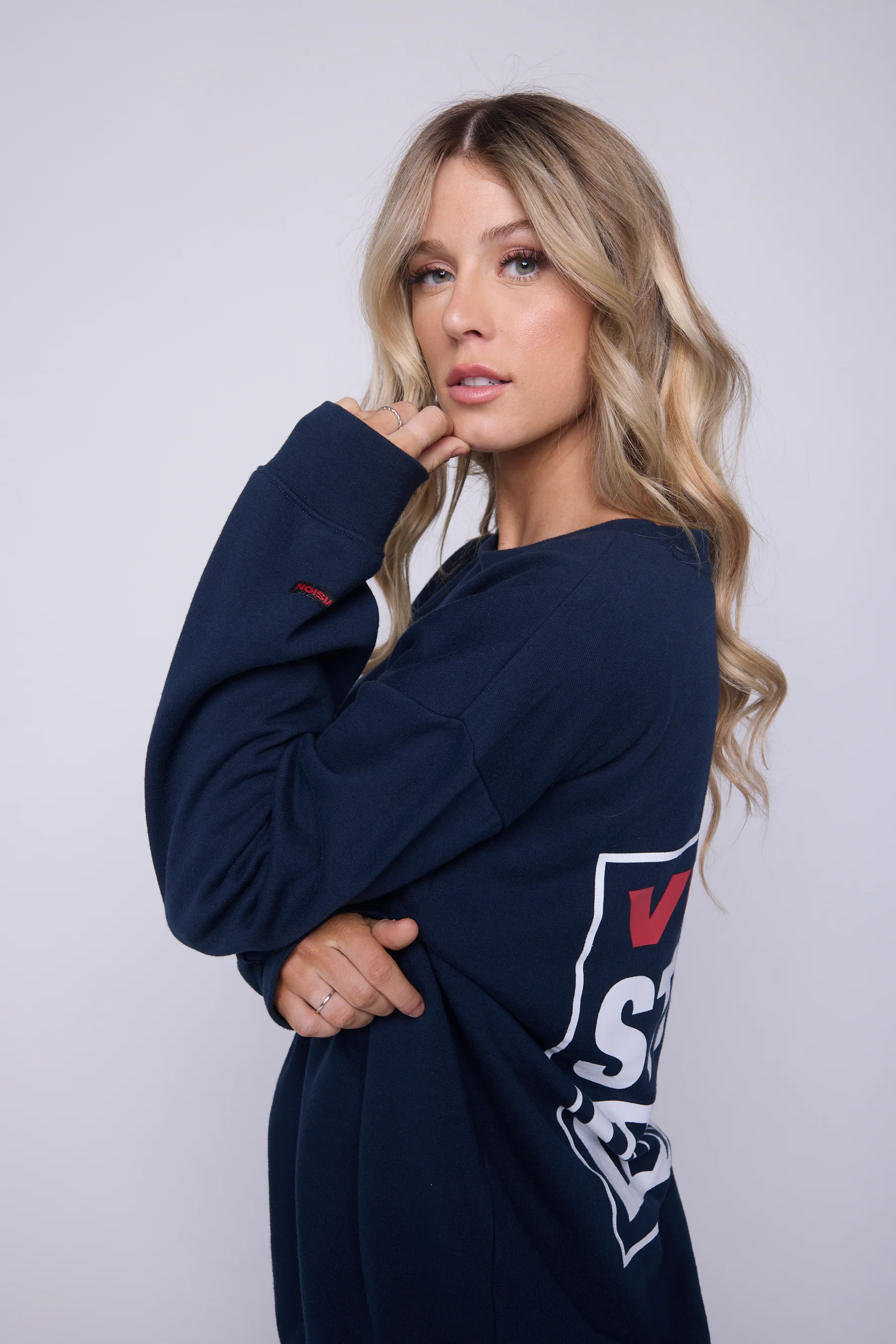 Printed Box Logo Sweatshirt - Navy - Image 3