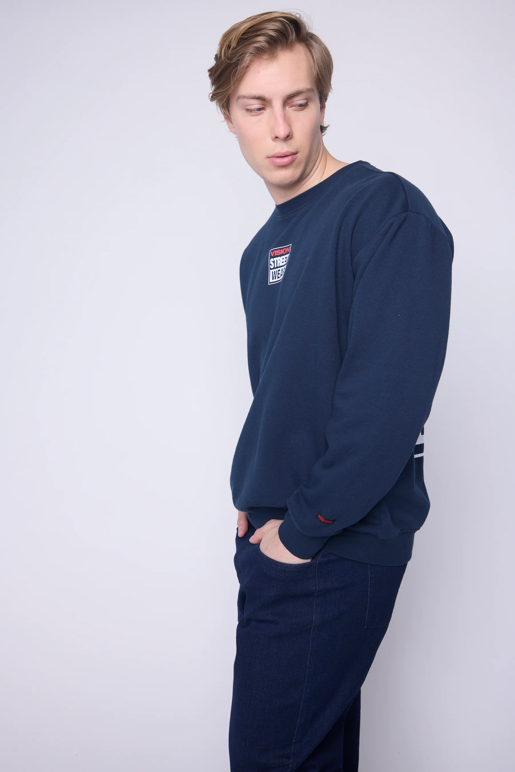 Printed Box Logo Sweatshirt - Navy - Image 5