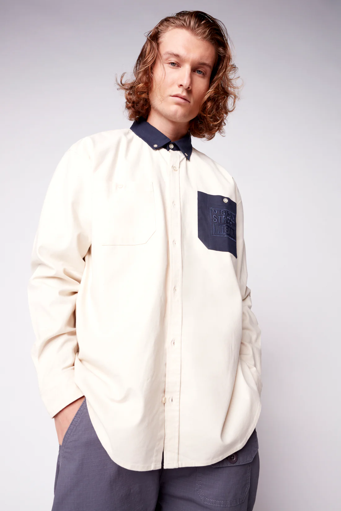 Relax Fit Shirt With Pocket - Bone - Image 3