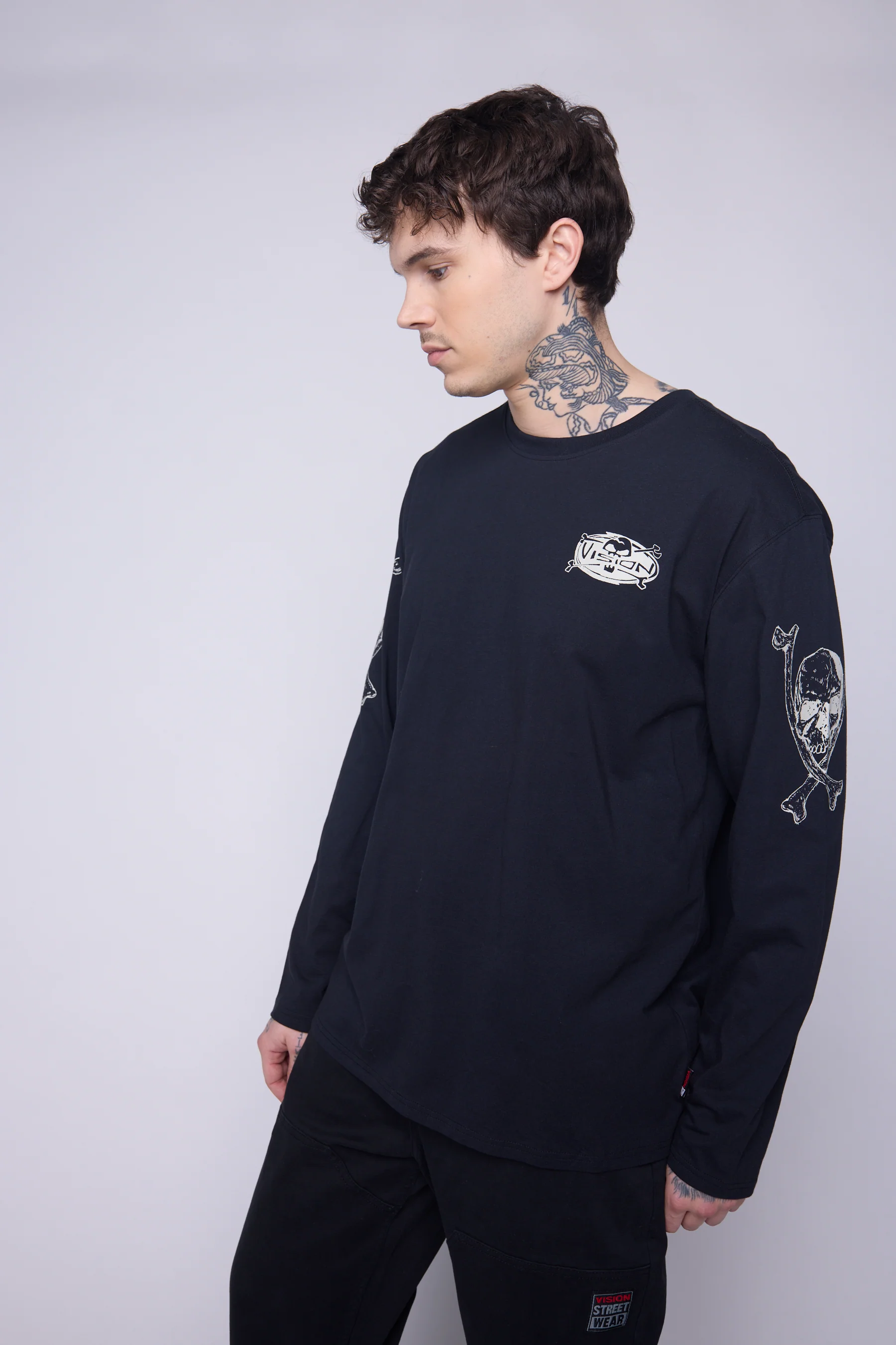 Skull Bone Print Long Sleeves - Black - Image 6