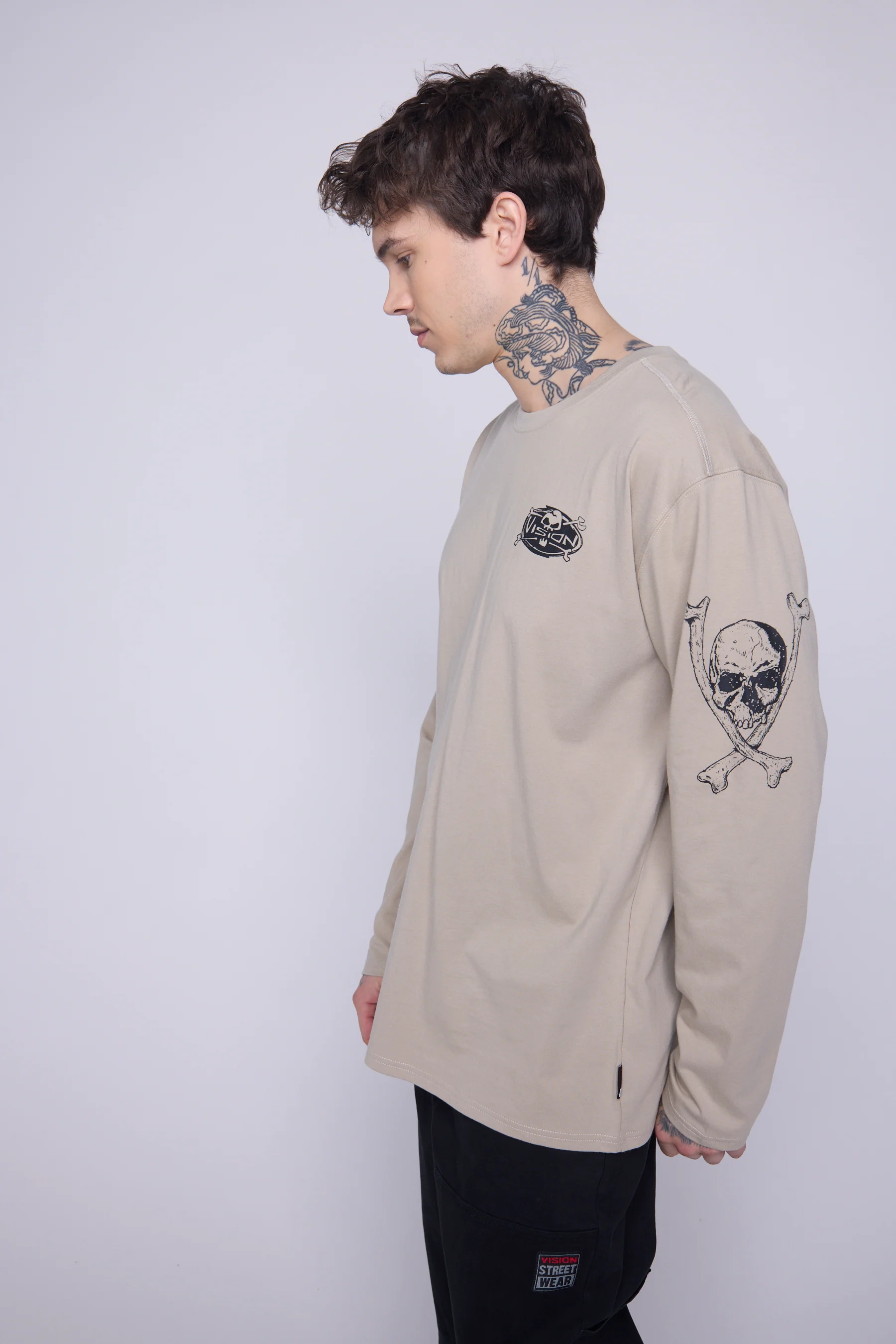 Skull Bone Print Long Sleeves - Mushroom - Image 3