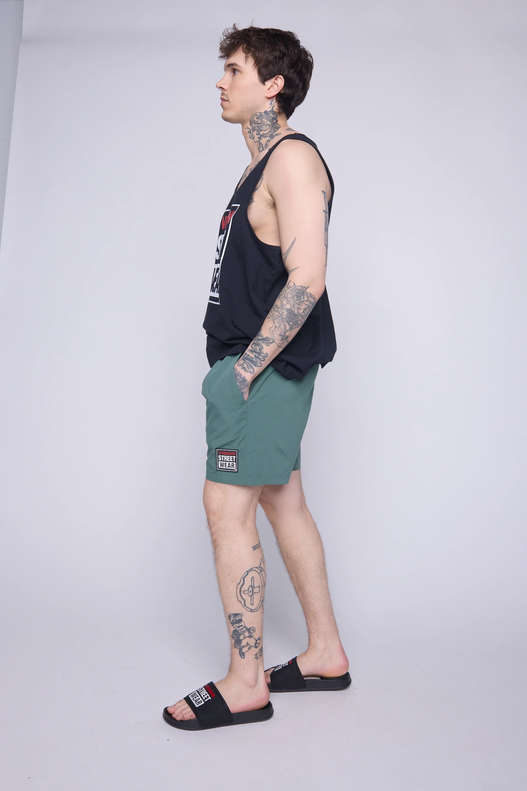 Solid Swim Shorts - Moss - Image 3