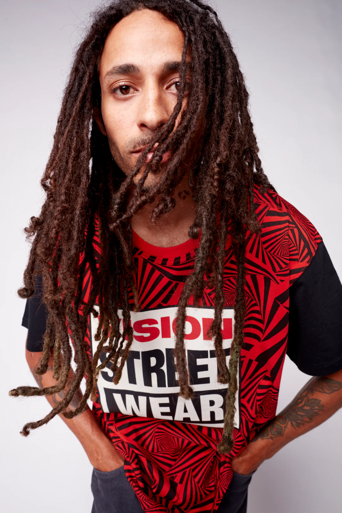 Spirals Aop Logo T-Shirt - Red/Black - Image 3
