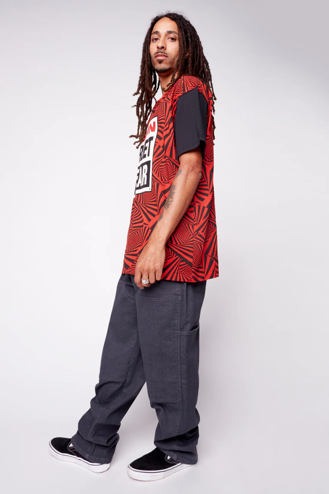 Spirals Aop Logo T-Shirt - Red/Black - Image 4