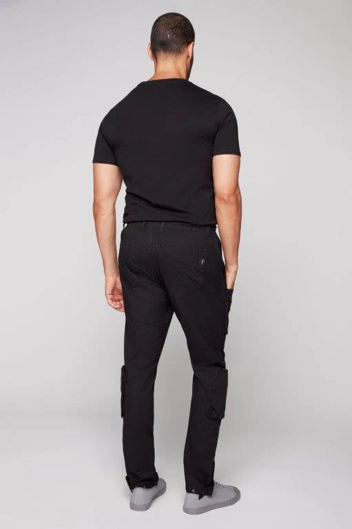 TRAVIS - Utility Cargo Stretch Poplin Pants with Adjustable Hem - Black - Image 3