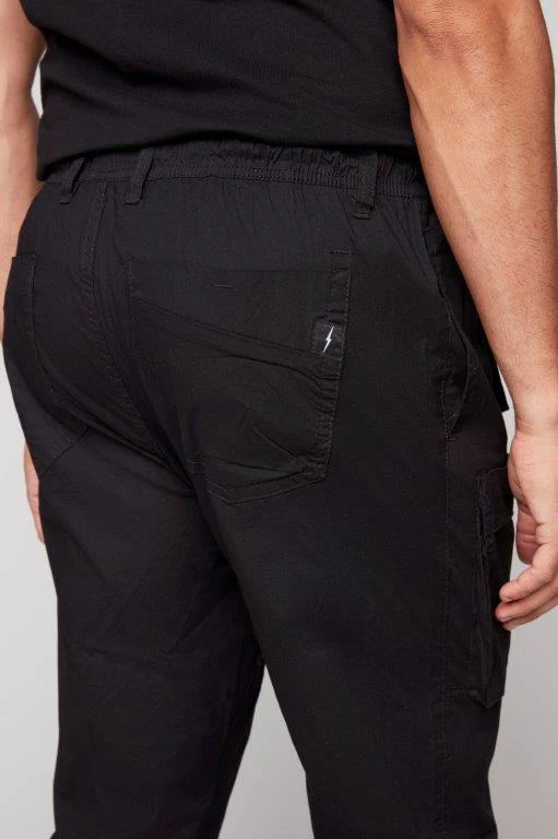 TRAVIS - Utility Cargo Stretch Poplin Pants with Adjustable Hem - Black - Image 4