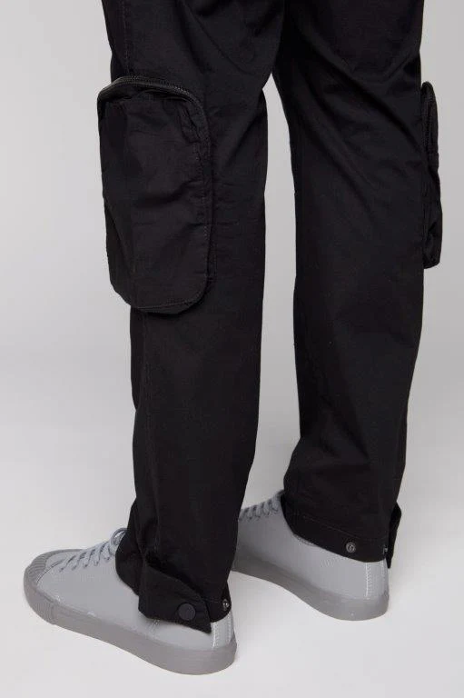TRAVIS - Utility Cargo Stretch Poplin Pants with Adjustable Hem - Black - Image 6