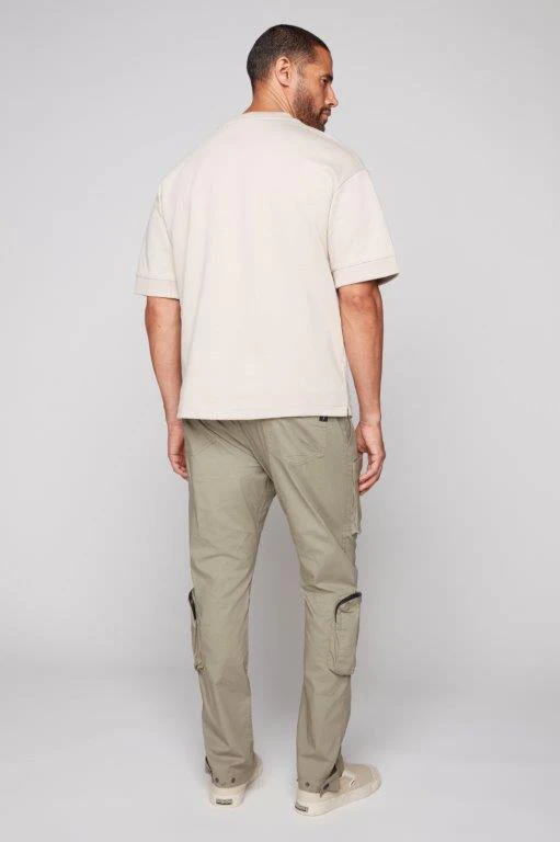 TRAVIS - Utility Cargo Stretch Poplin Pants with Adjustable Hem - Light Olive - Image 3
