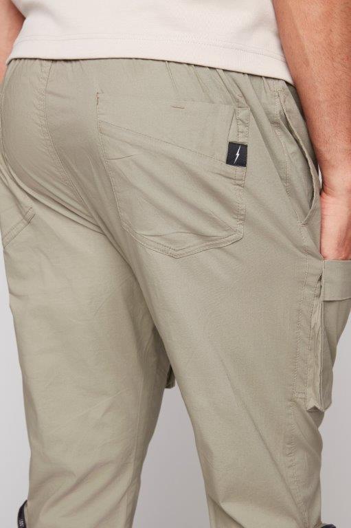 TRAVIS - Utility Cargo Stretch Poplin Pants with Adjustable Hem - Light Olive - Image 5