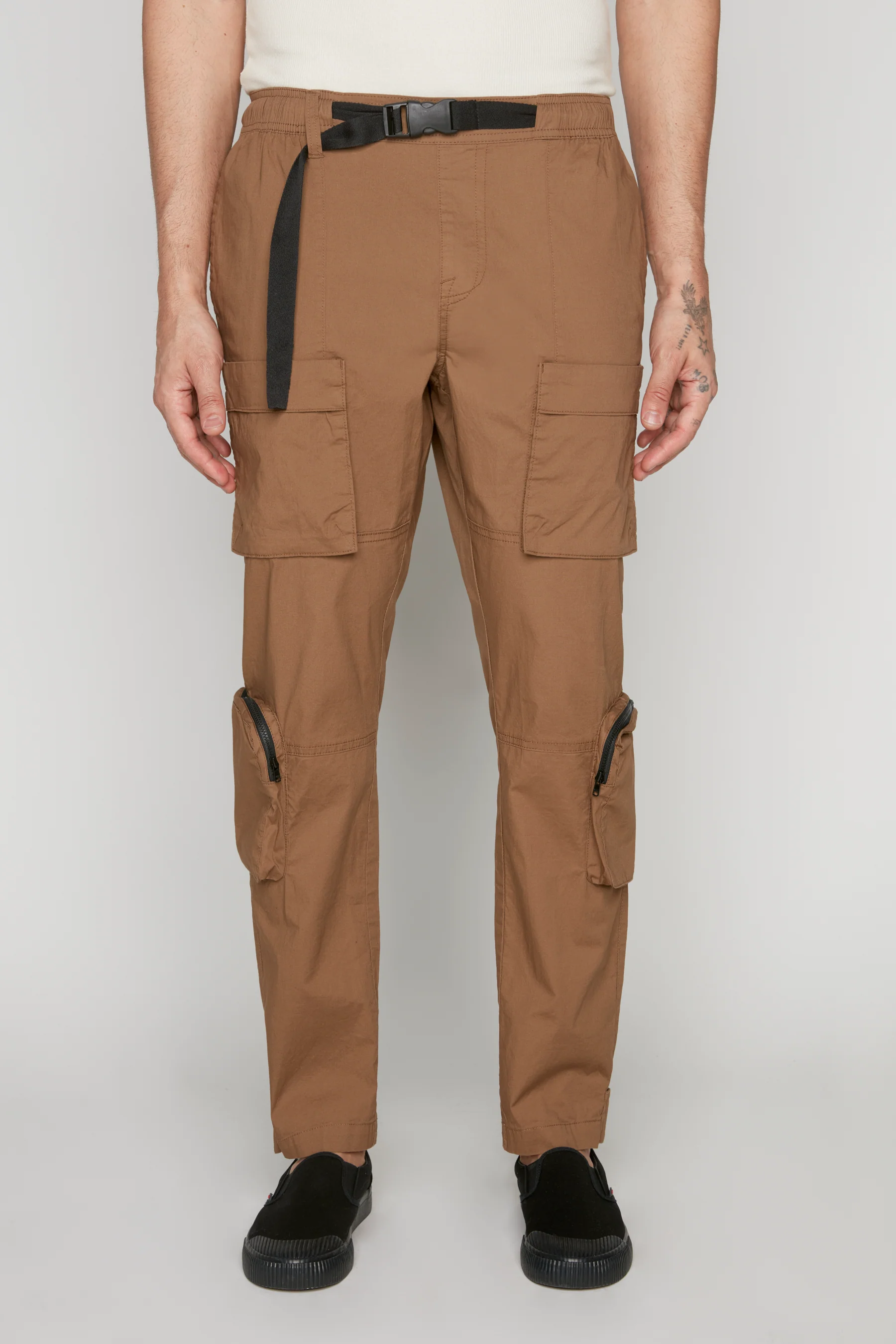 TRAVIS - Utility Cargo Stretch Poplin Pants with Adjustable Hem - Tobacco - Image 4